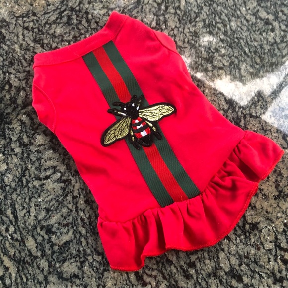 nicevsnaughty Other - High end bee bug stripe red ruffle dog cat dress SMALL fashion T-shirt trend